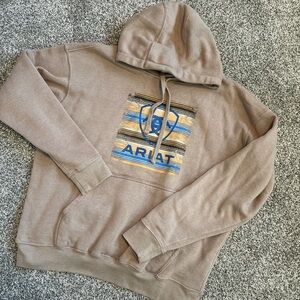 Ariat Men's Brown Hoodie with Blue Accents